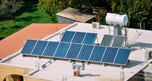 Solar panels on house roof and water heater